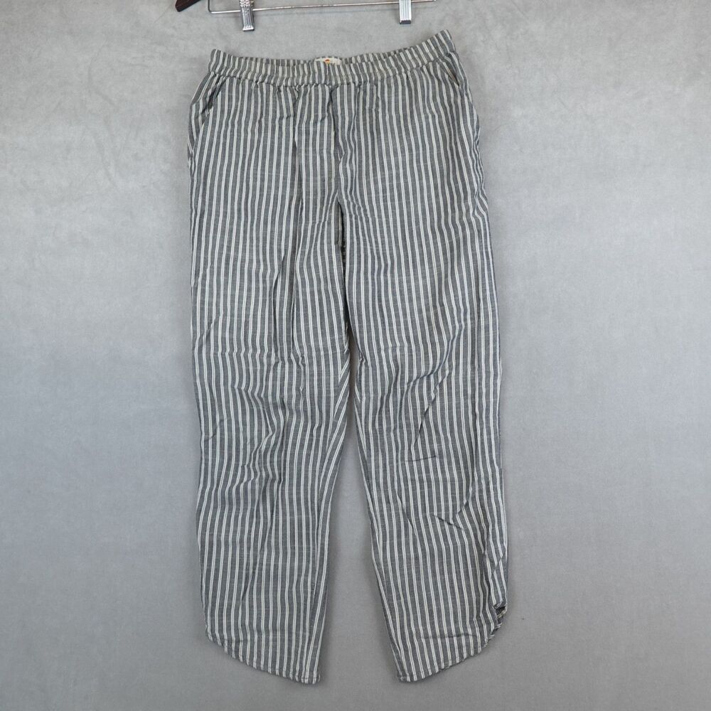 Marine Layer Gray and White Striped Straight-Leg Pants